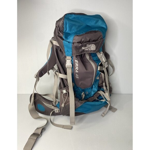 The North Face Terra 45 Hiking Backpack Opti FIt Internal Frame Blue Gray L/XL - Picture 1 of 9